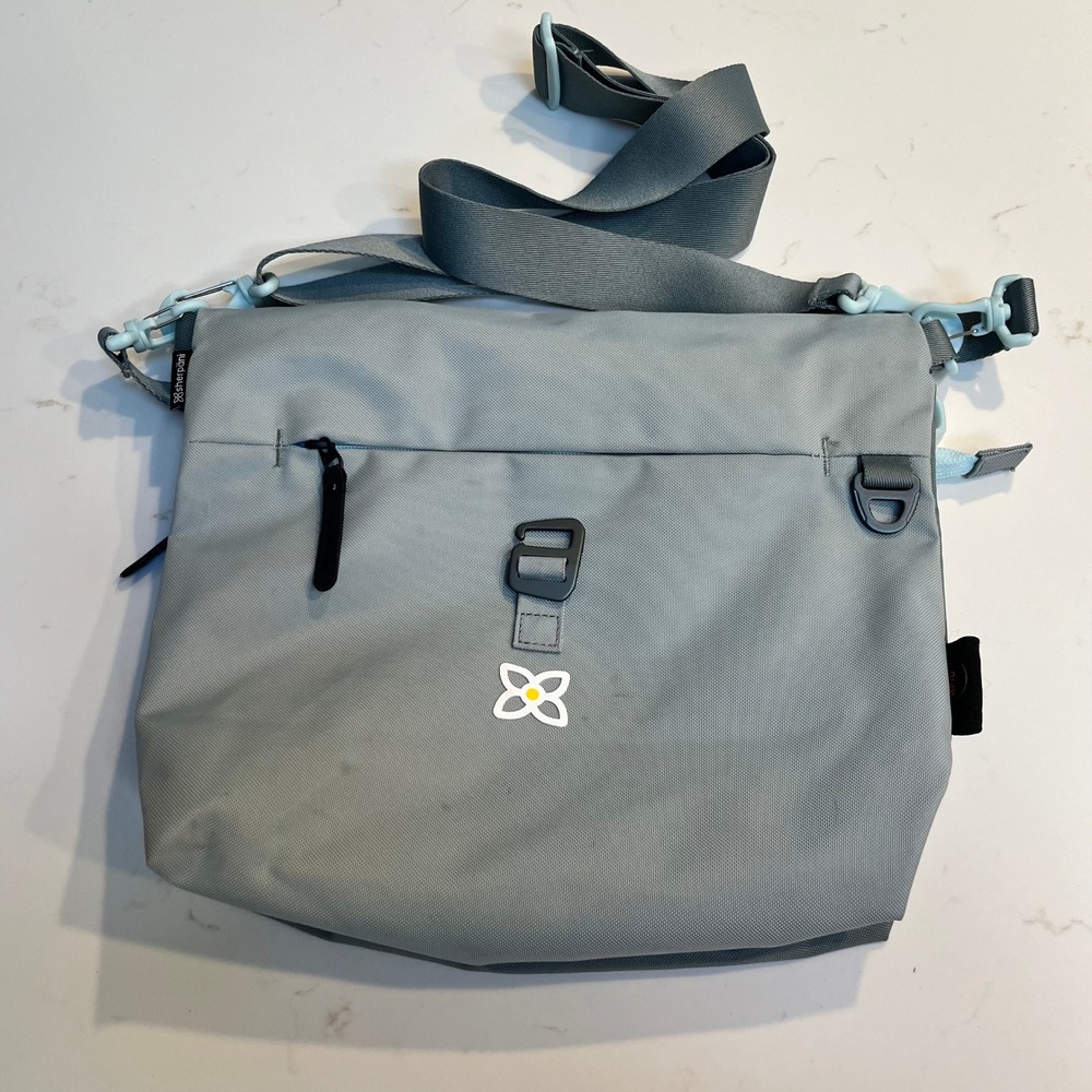 Sherpani Viso Gray Nylon RFID Anti-Theft Crossbody Bag Travel Messenger Blue